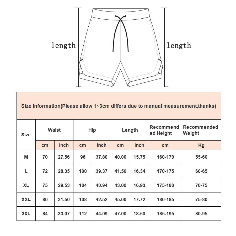 Men’s Camo 2-in-1 Running Shorts Quick Dry Gym Workout Shorts