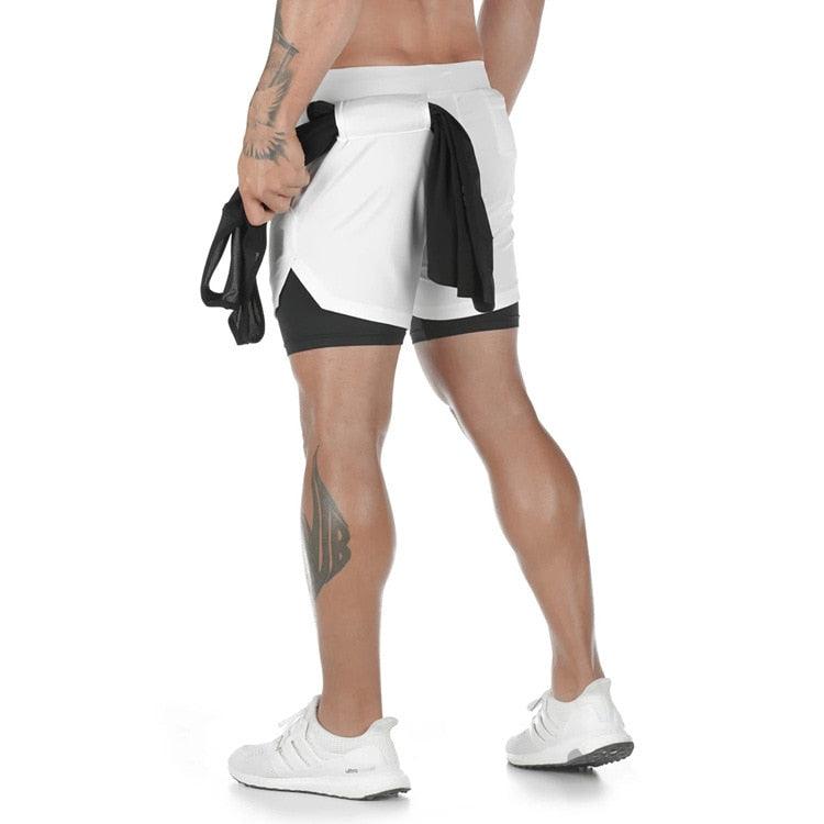 Men’s Camo 2-in-1 Running Shorts Quick Dry Gym Workout Shorts