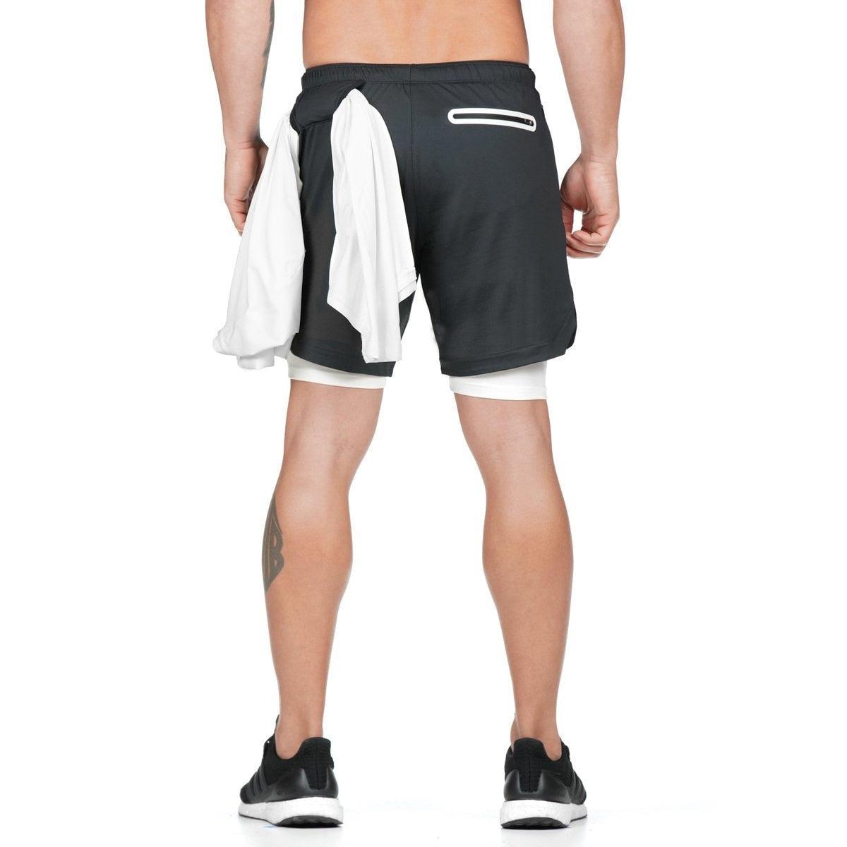 Men’s Camo 2-in-1 Running Shorts Quick Dry Gym Workout Shorts