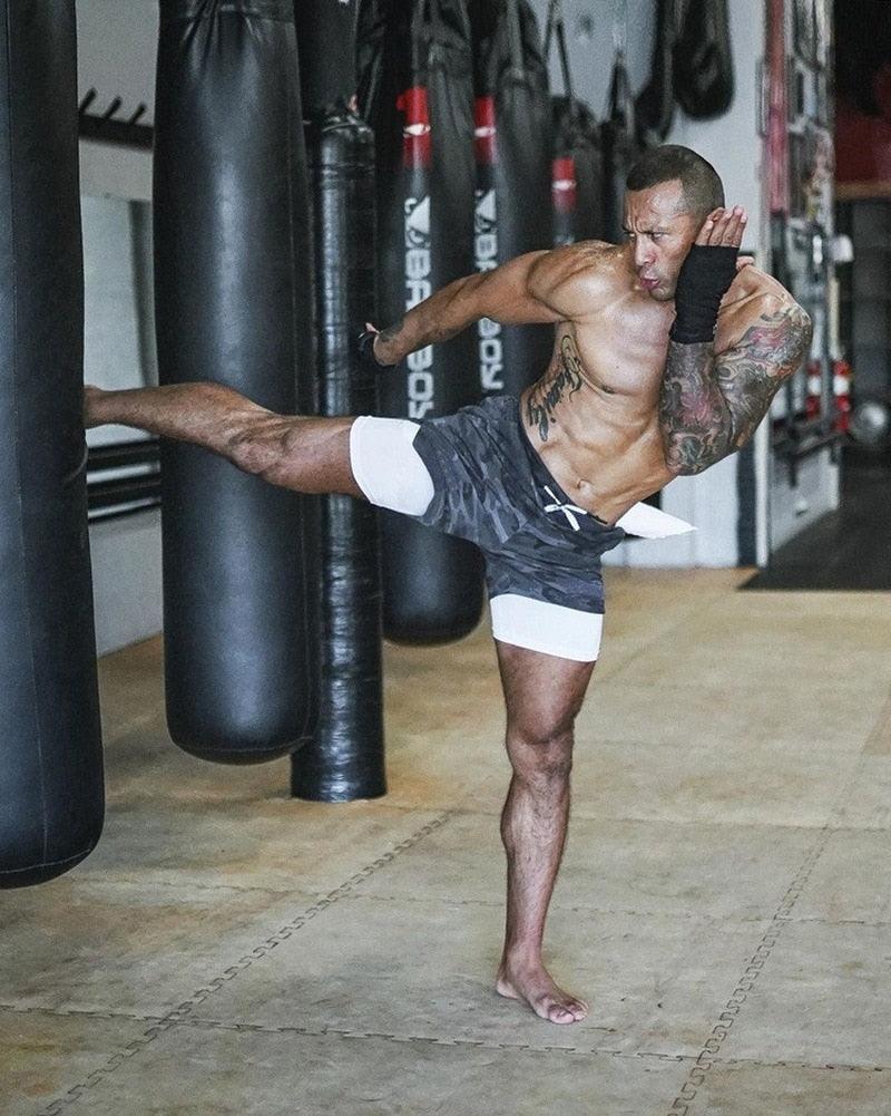 Men’s Camo 2-in-1 Running Shorts Quick Dry Gym Workout Shorts