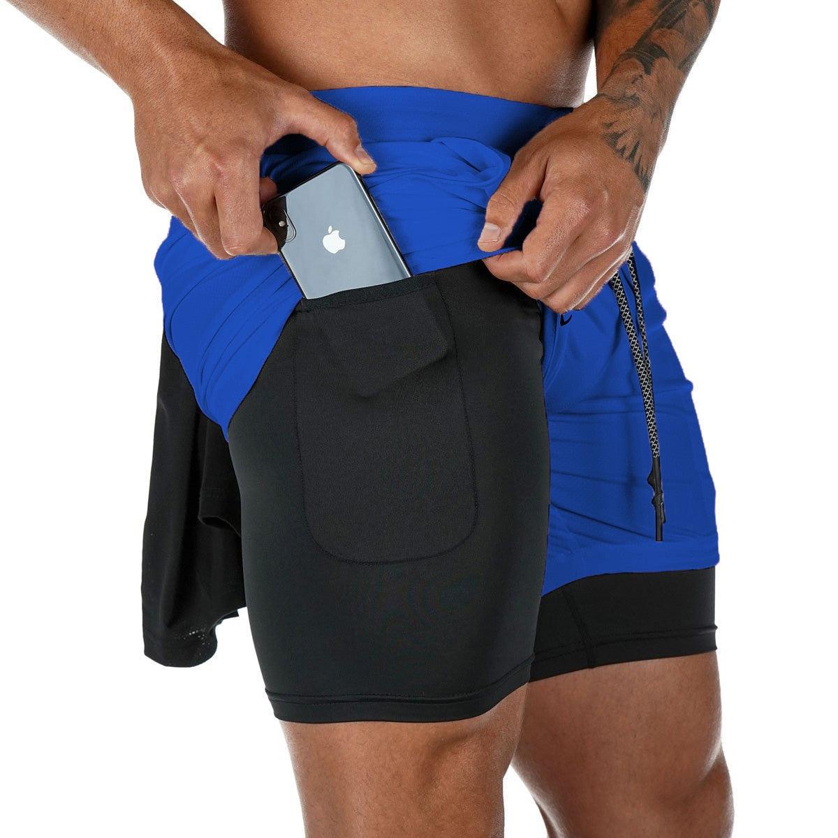 Men’s Camo 2-in-1 Running Shorts Quick Dry Gym Workout Shorts